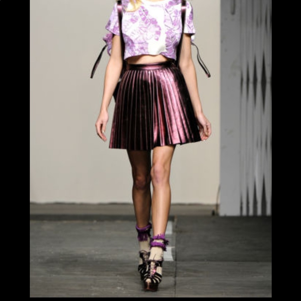 House of Holland Pleated Leather Skirt UK8/US 6